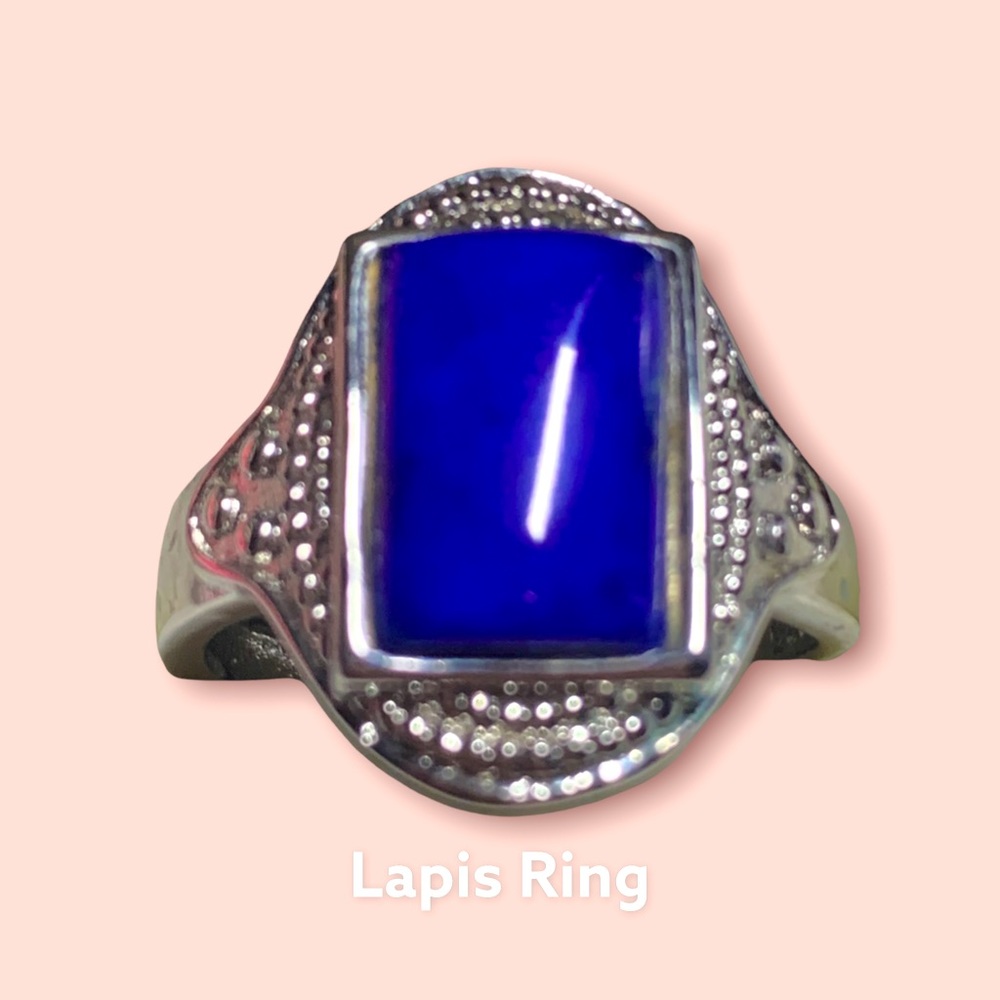✨Beautiful Lapis Adjustable .925 Sterling Silver Ring - Picture 1 of 3